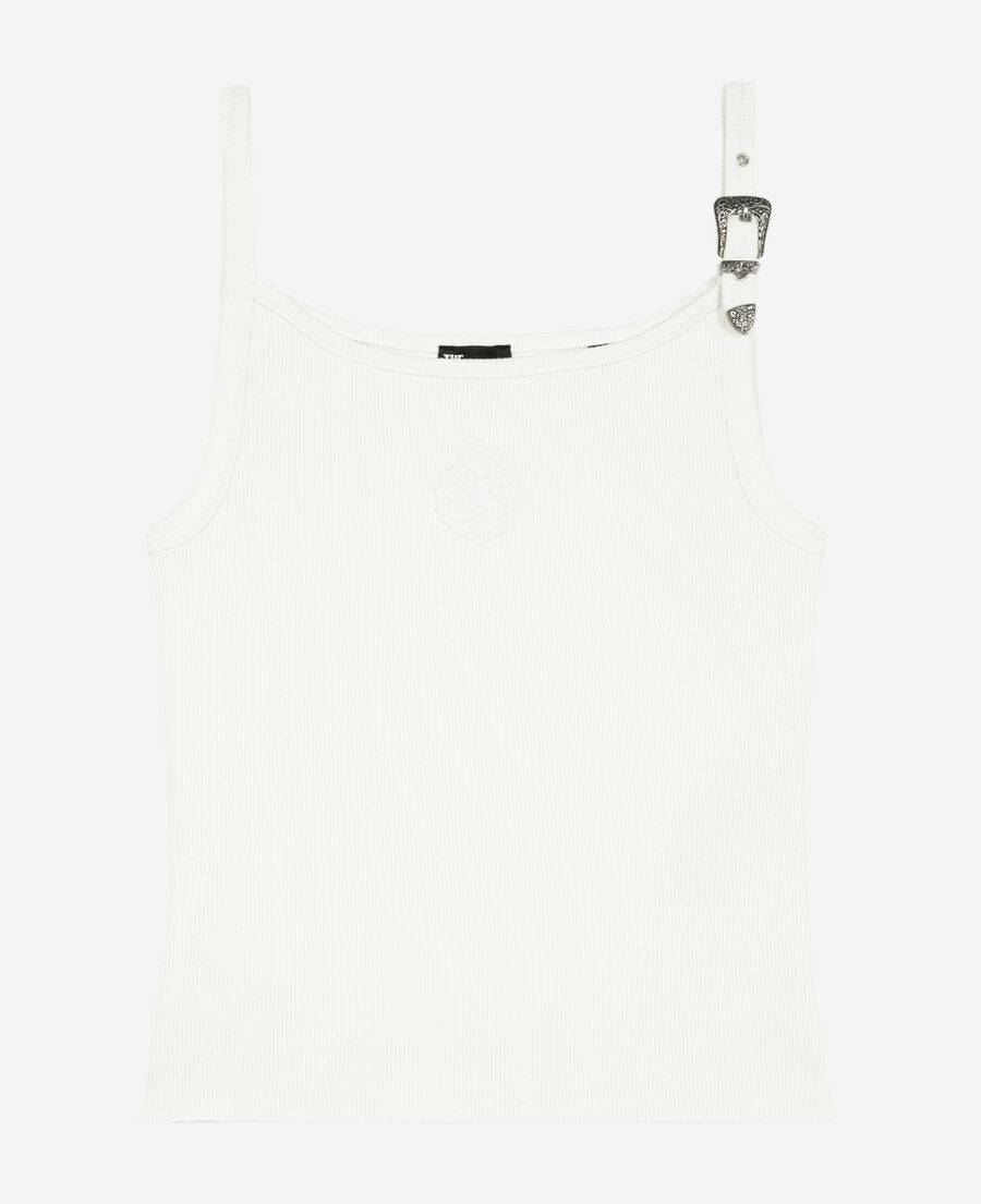The Kooples WOMEN ECRU ribbed ecru tank top