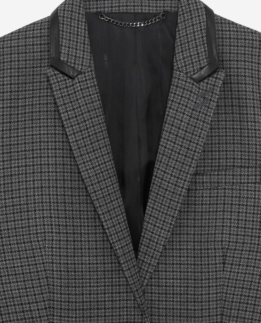 The Kooples WOMEN BLACK tailored jacket in black and grey fleece