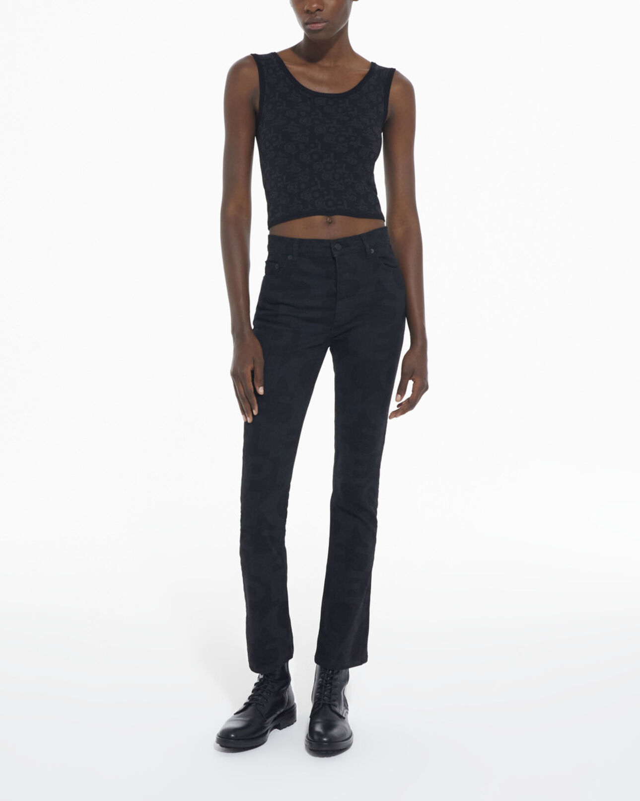 The Kooples FEMME BLACK DARK GREY brassière logo the kooples noire