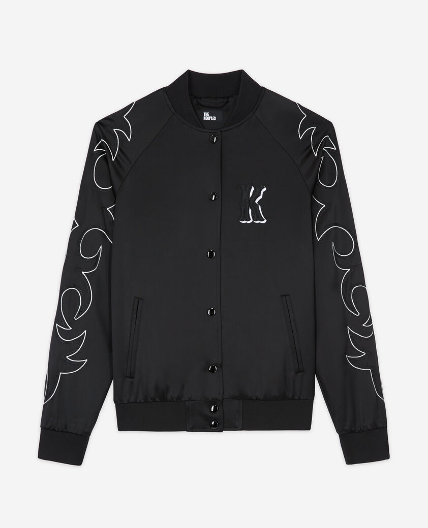The Kooples WOMEN BLACK black teddy jacket with western-style embroidery