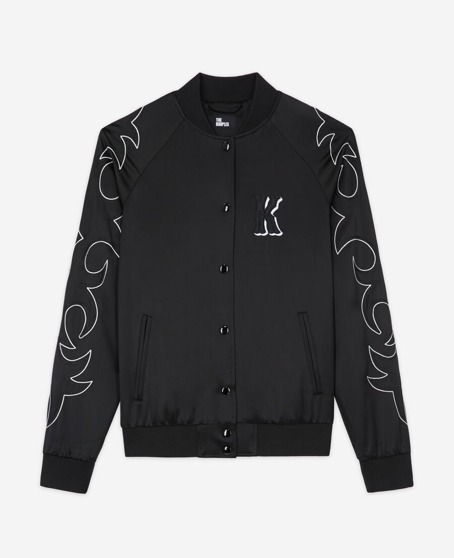 The Kooples WOMEN BLACK black teddy jacket with western-style embroidery