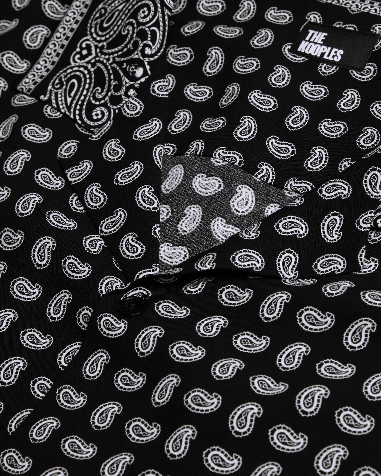 The Kooples MEN BLACK WHITE black and white paisley print short sleeve shirt