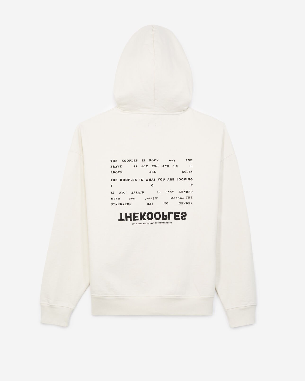 The Kooples HOMME OFF WHITE sweat à capuche écru brodé the kooples