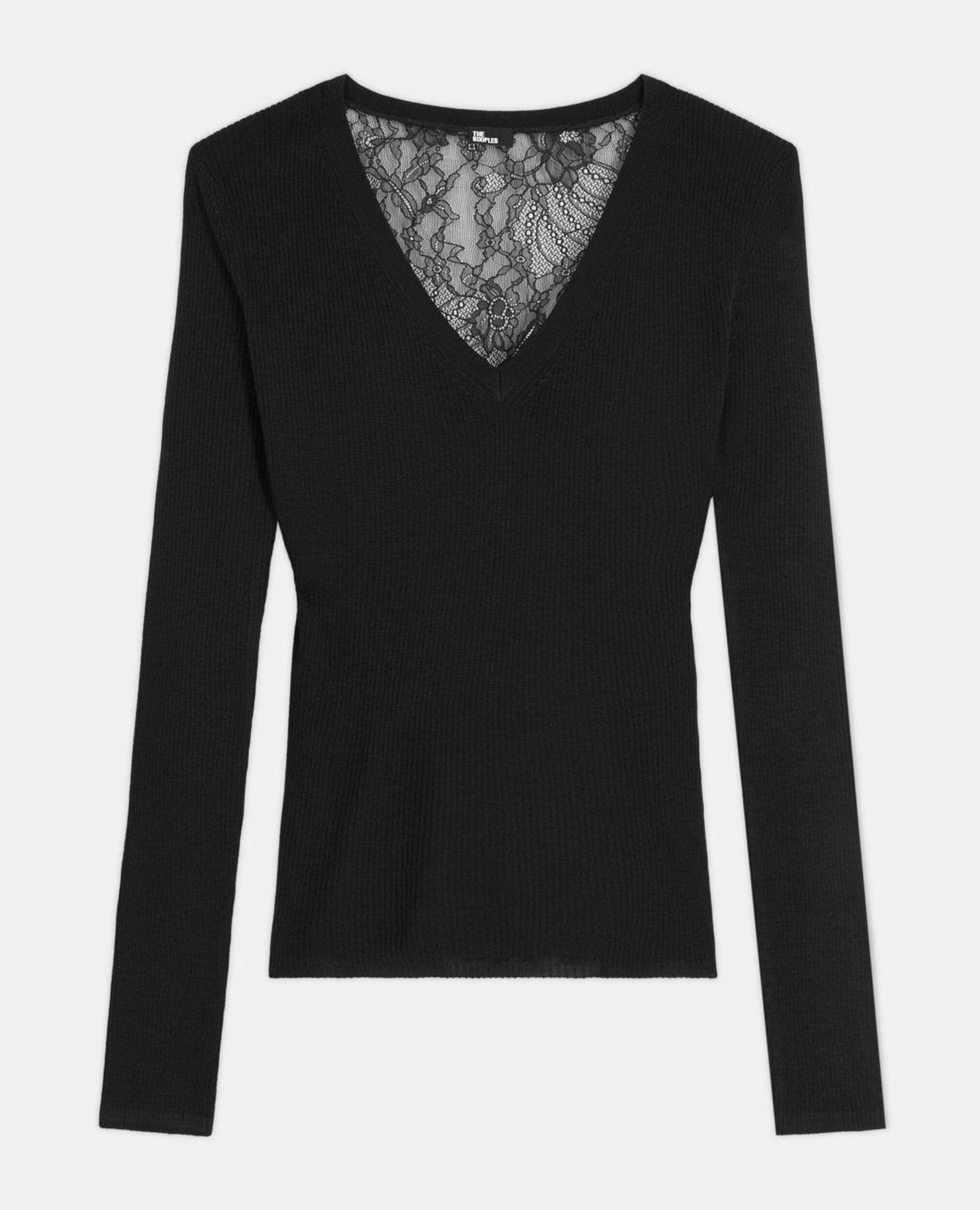 Black wool sweater, BLACK, hi-res image number null