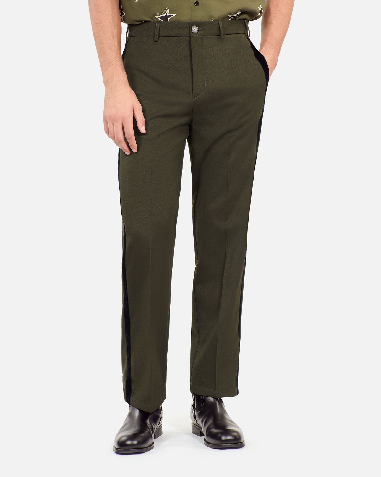 The Kooples HOMBRE KAKI pantalón ancho mezcla lana caqui