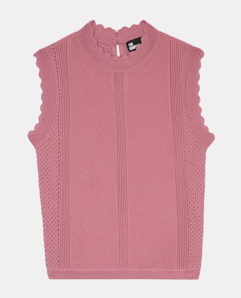 The Kooples MUJER PINK WOOD top malva punto calado