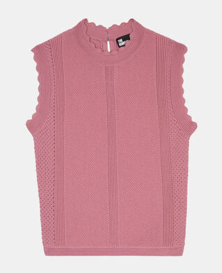 The Kooples DAMEN PINK WOOD lila stricktop mit ajour-details