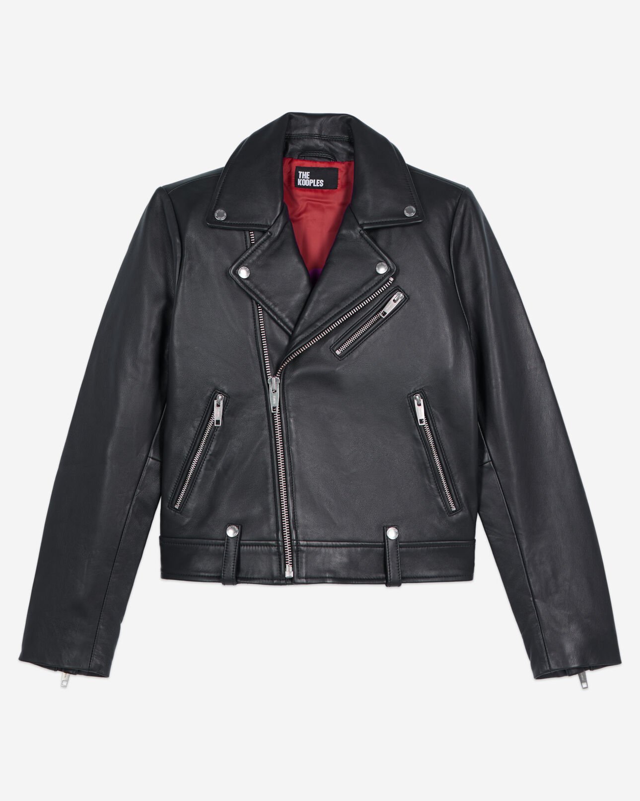 The Kooples WOMEN BLACK black leather biker jacket