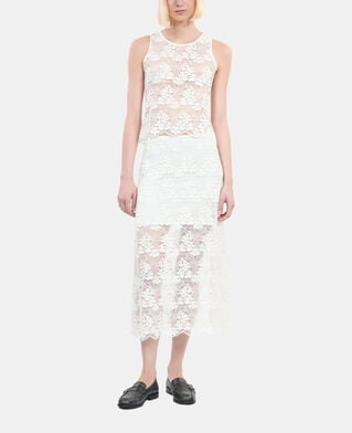 The Kooples MUJER ECRU top blanco crudo encaje
