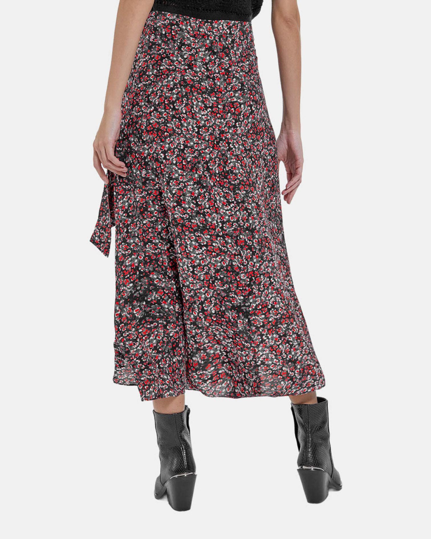 Jupe longue imprimé fleuri, BLACK - RED, hi-res image number null