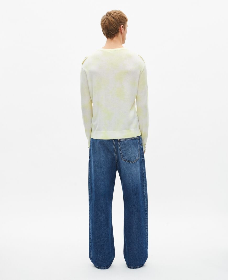 The Kooples HOMME YELLOW - ECRU pull en laine mérinos tie and dye jaune