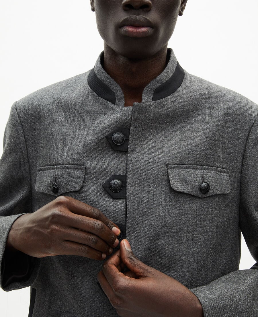The Kooples MEN DARK GREY officer-style jacket in grey wool