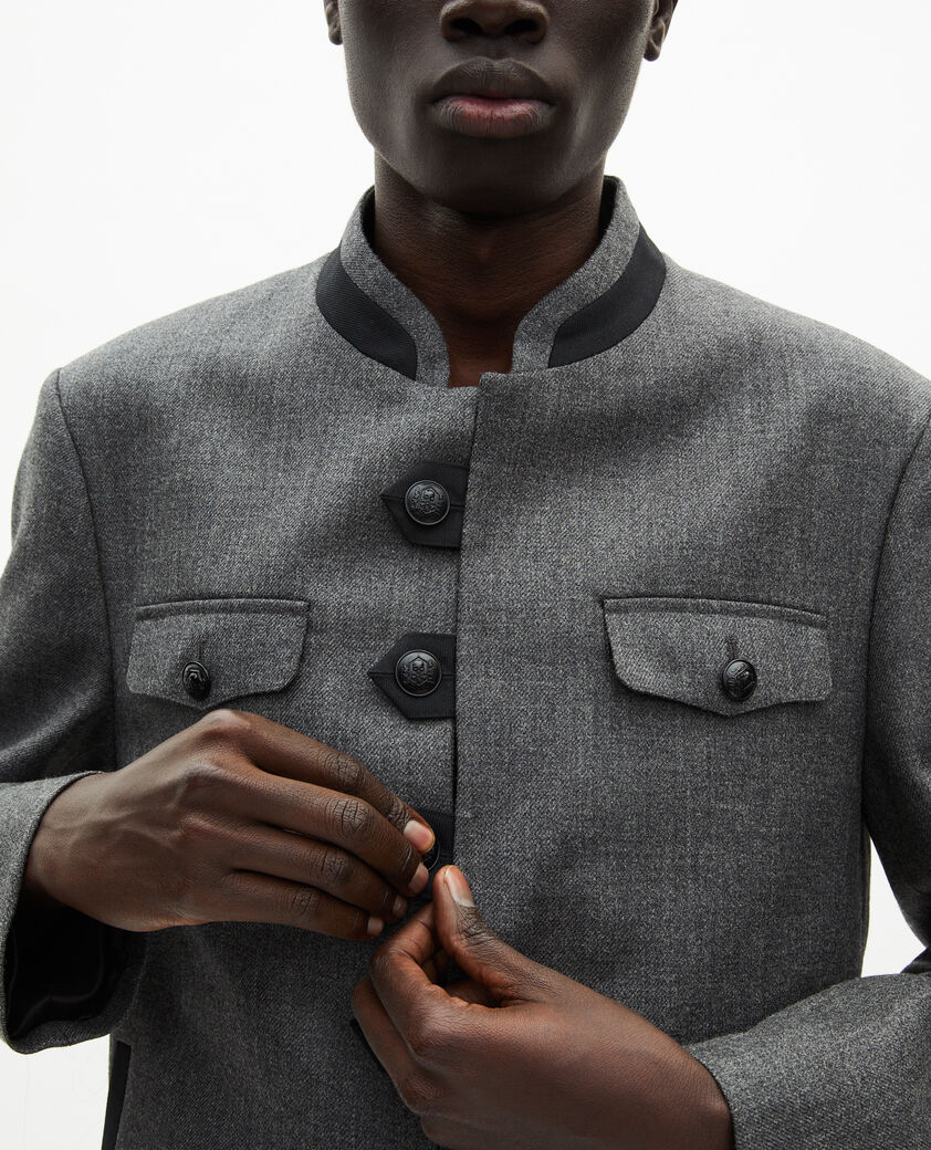 The Kooples HERREN DARK GREY jacke im offiziersstil aus grauer wolle