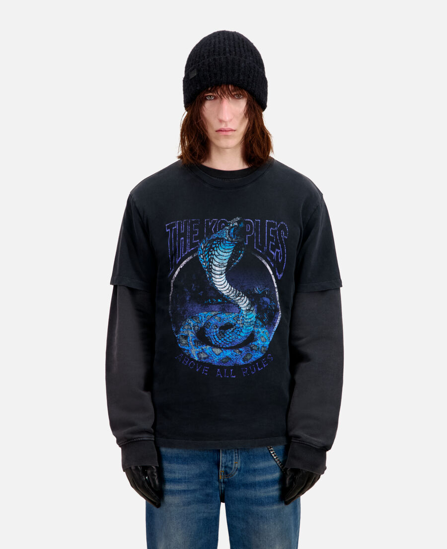 men's black t-shirt cobra serigraphy