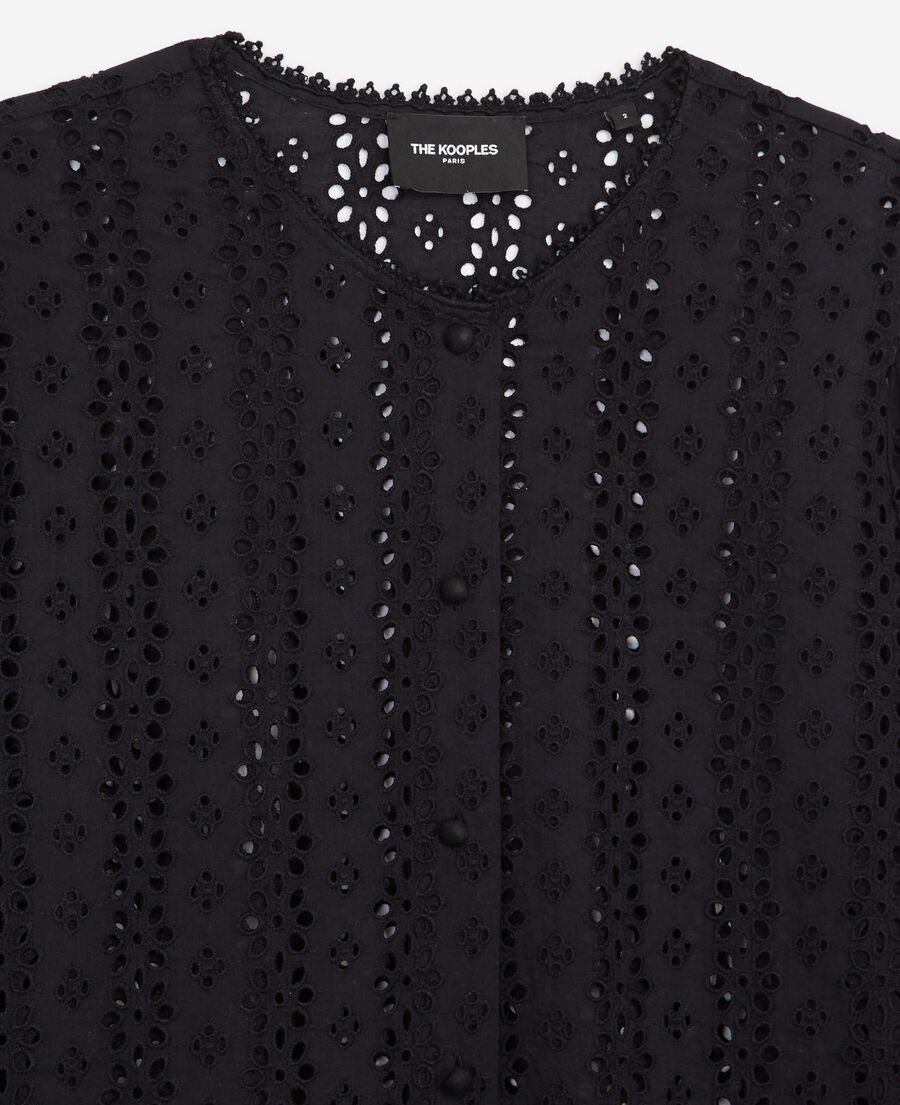 collarless black lace shirt 
