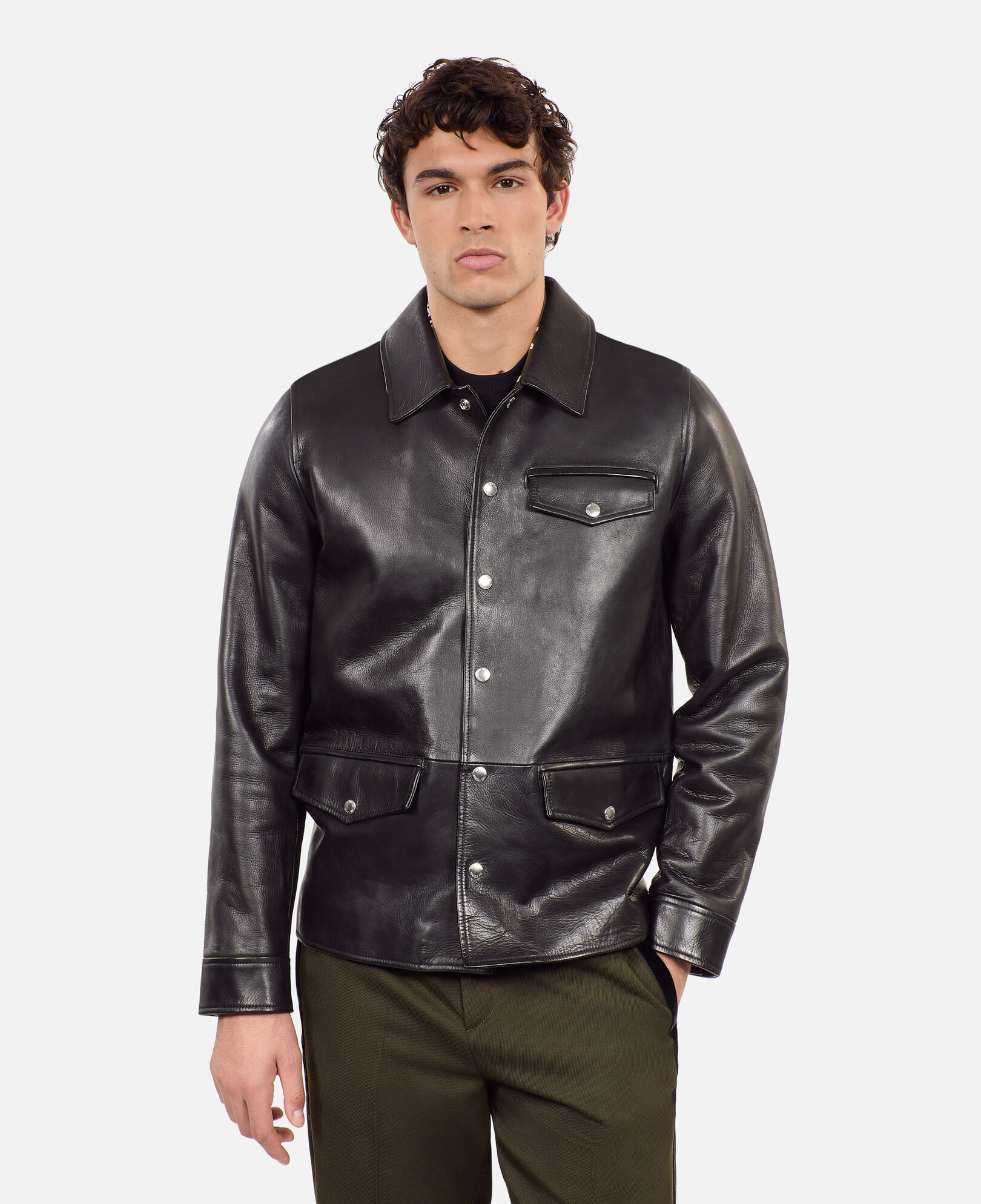 The Kooples HOMME BLACK veste en cuir noir  