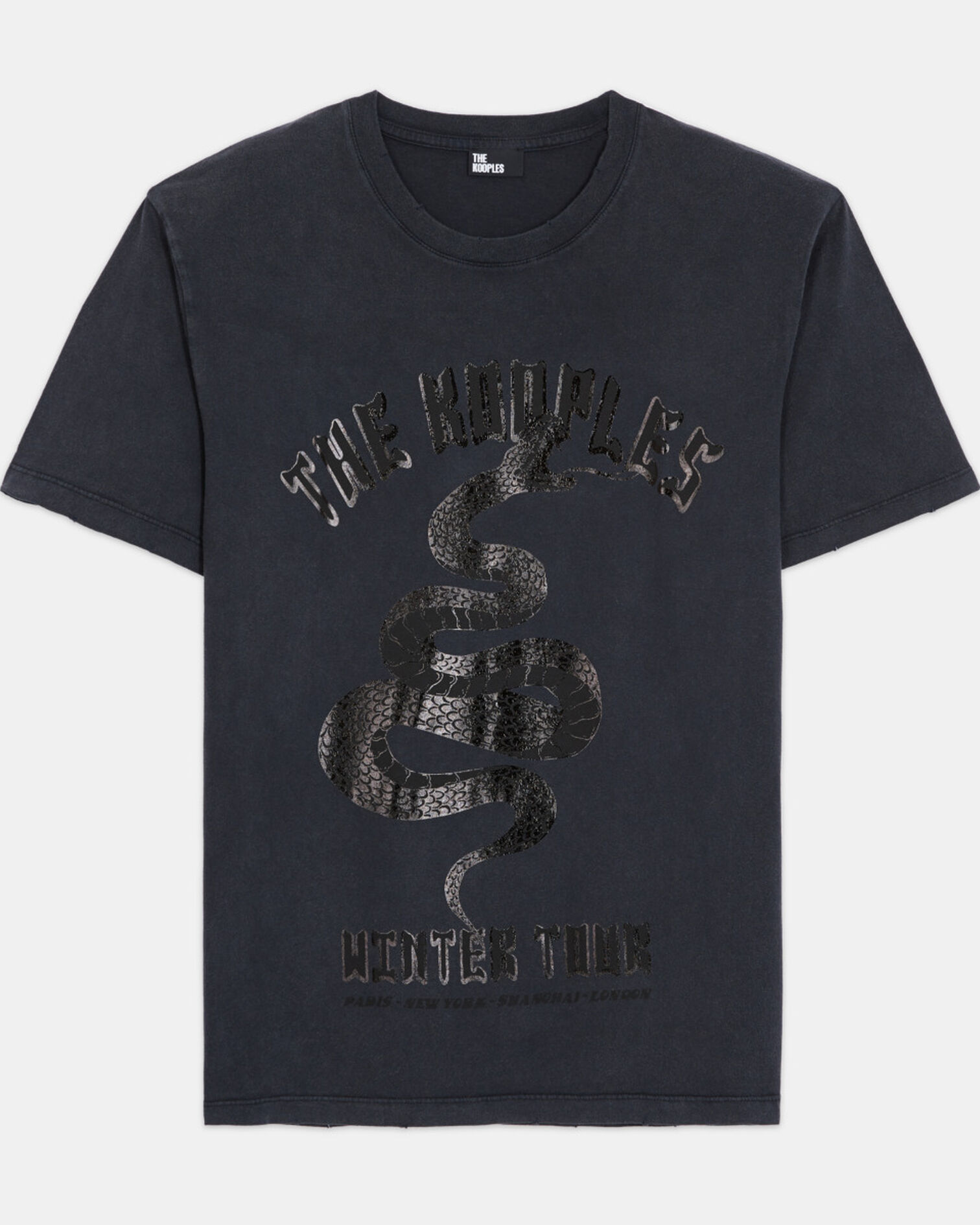 Black screen print T-shirt, BLACK, hi-res image number null