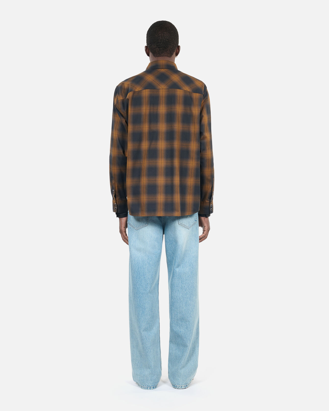 The Kooples MEN DARK BROWN black and brown checked overshirt