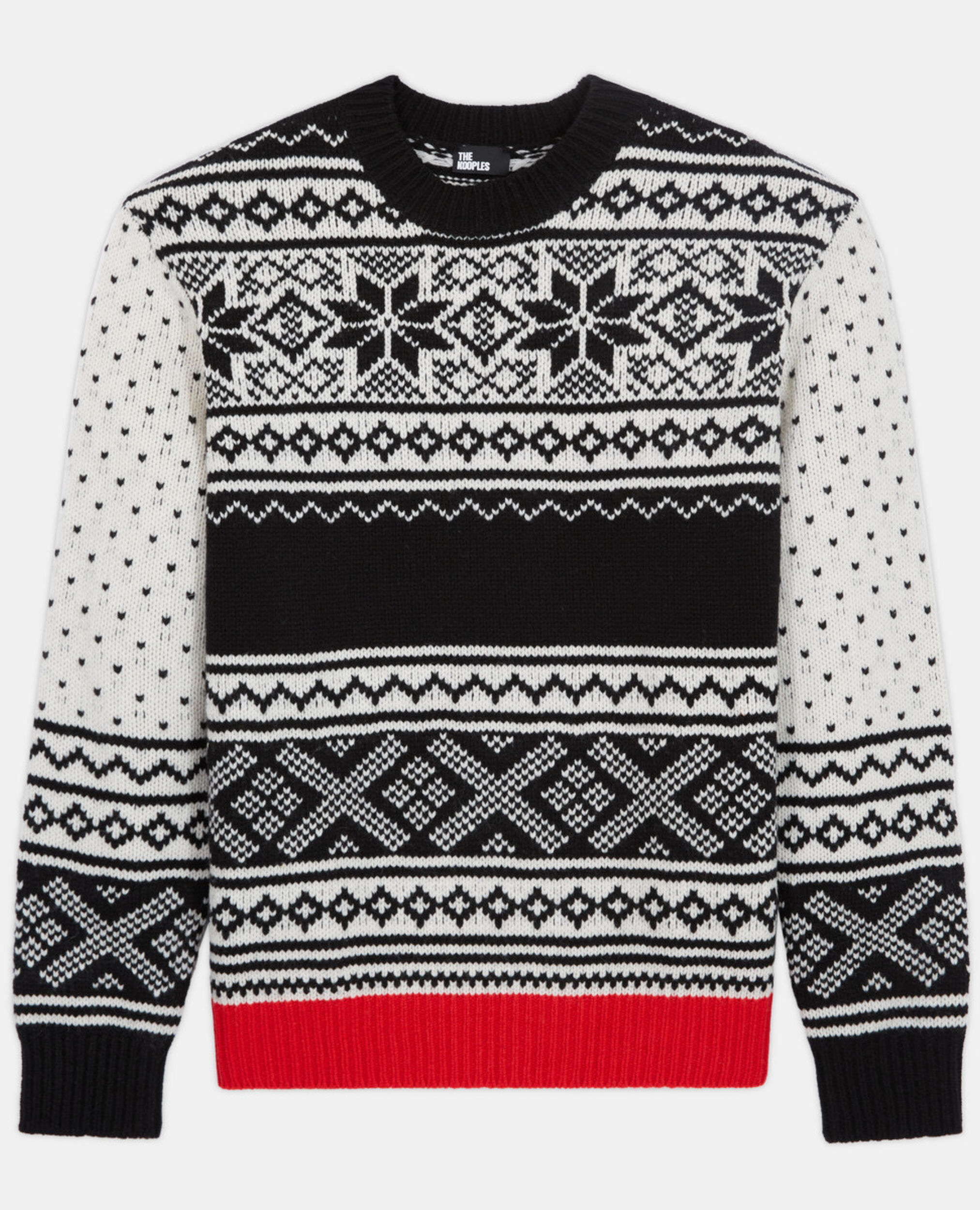 Patterned wool sweater, BLACK RED OFF WHITE, hi-res image number null