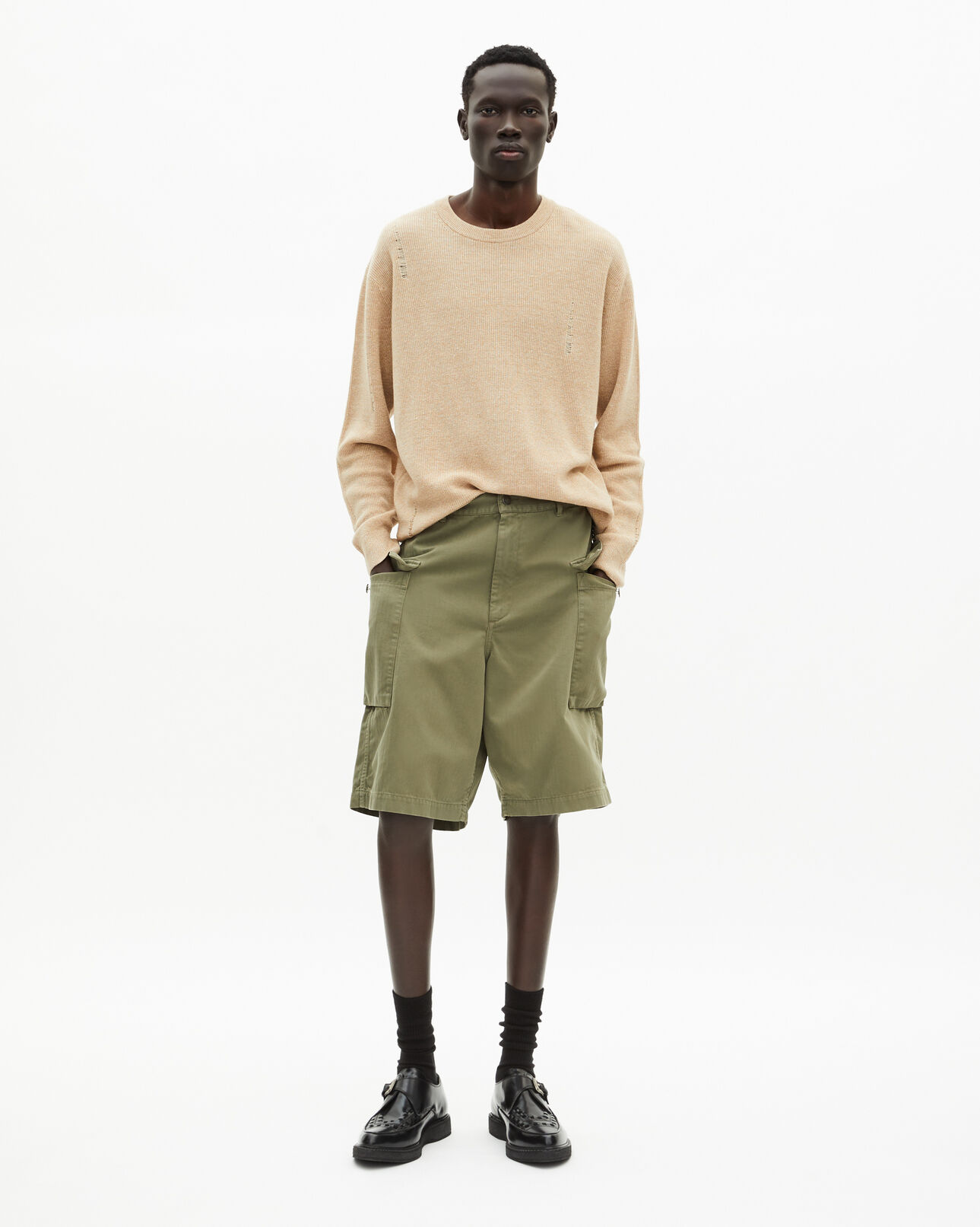 The Kooples MEN KAKI khaki bermuda cargo shorts