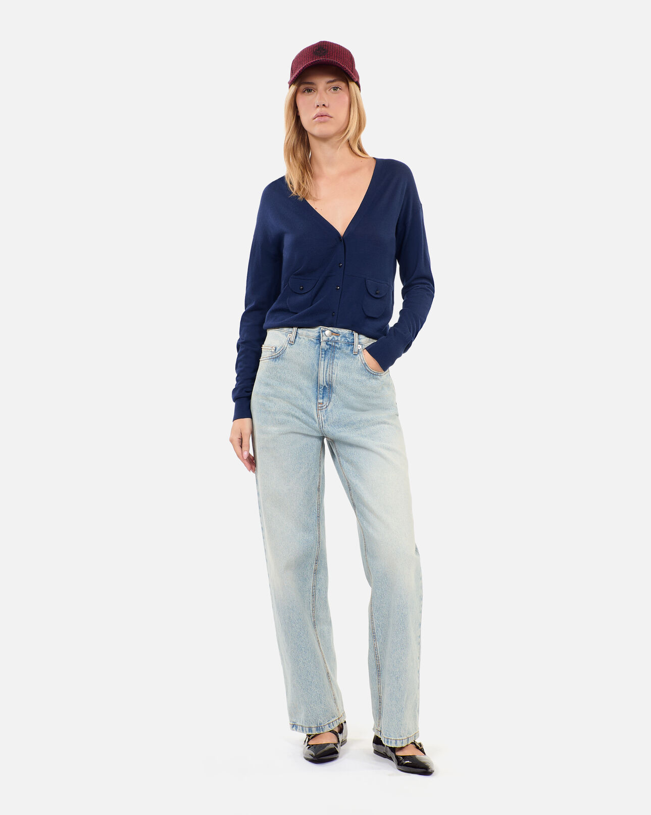 The Kooples DAMEN BLACK - RED kappe aus wolle mit hahnentrittmuster