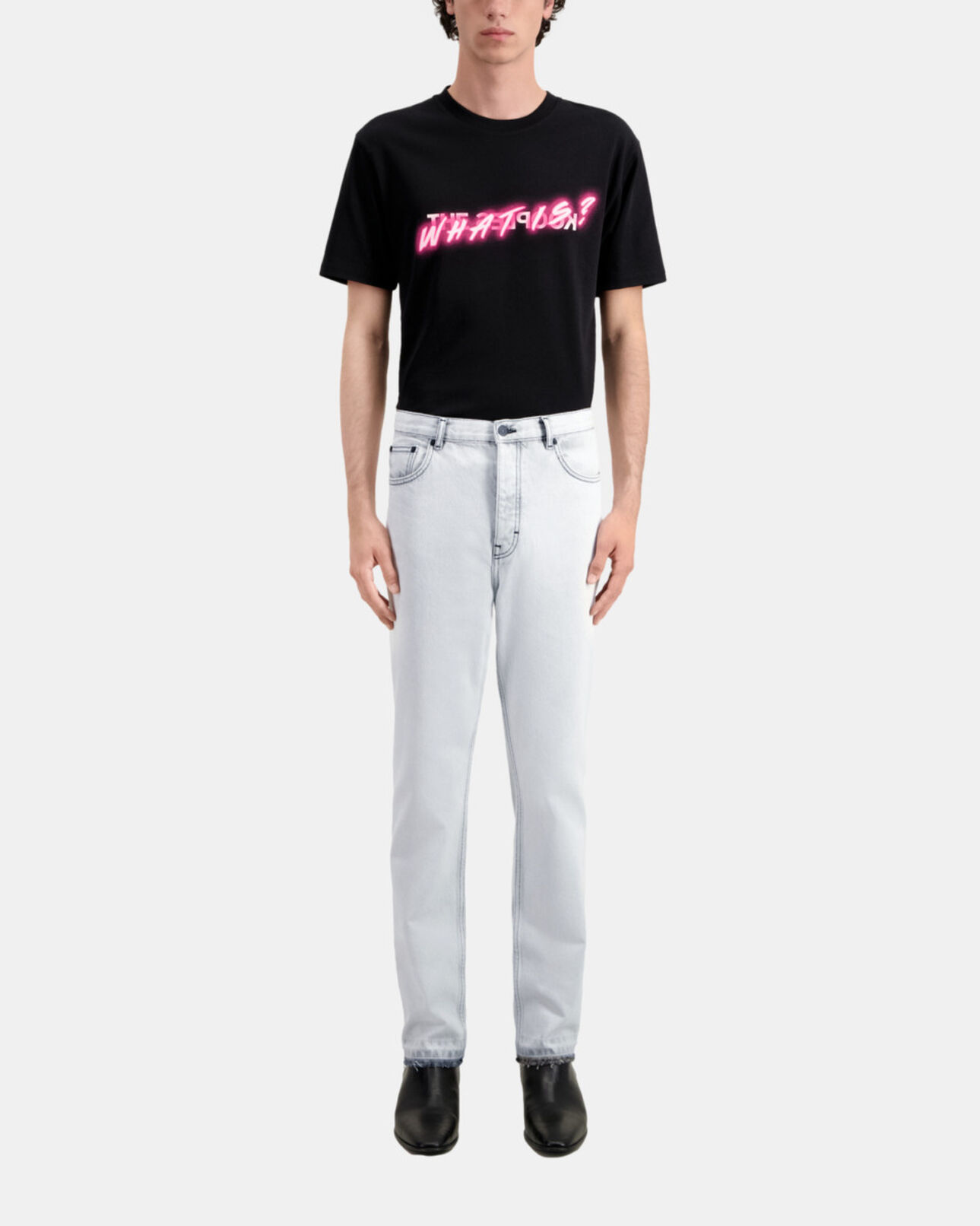 The Kooples HOMME WHITE BLEACH jean blanc décoloré droit