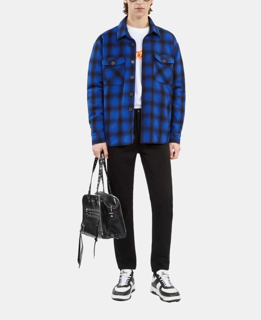 The Kooples HOMME BLUE BLACK blouson type surchemise à carreaux