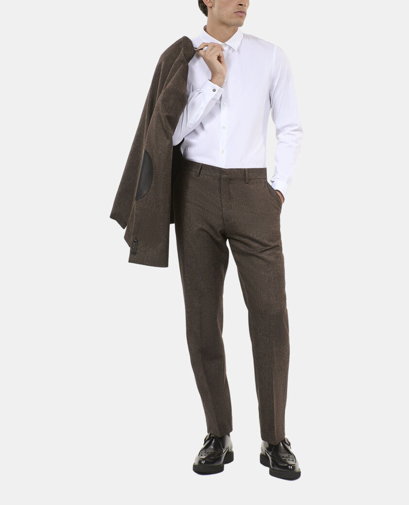 The Kooples MEN BROWN brown wool-blend suit trousers