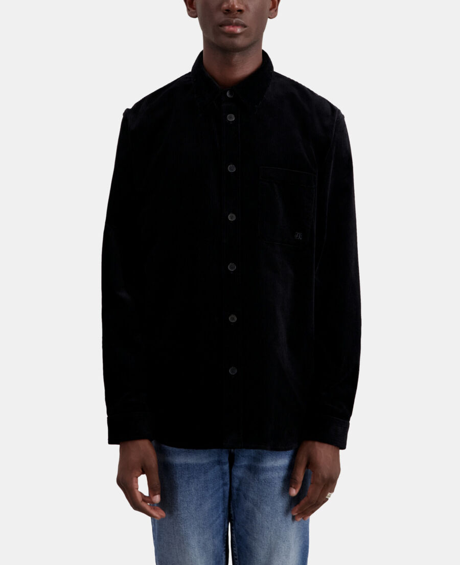 chemise noire en velours côtelé