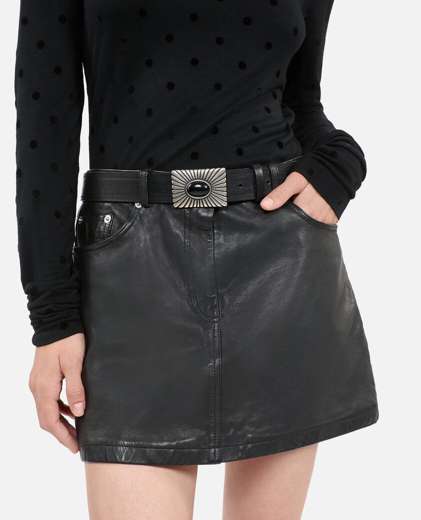 The Kooples FEMME BLACK ceinture en cuir noir