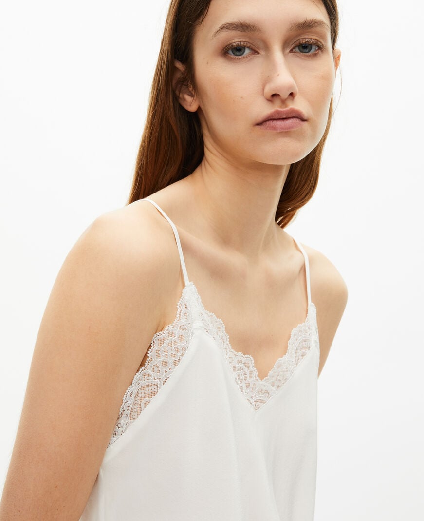 The Kooples WOMEN ECRU ecru silk and lace camisole