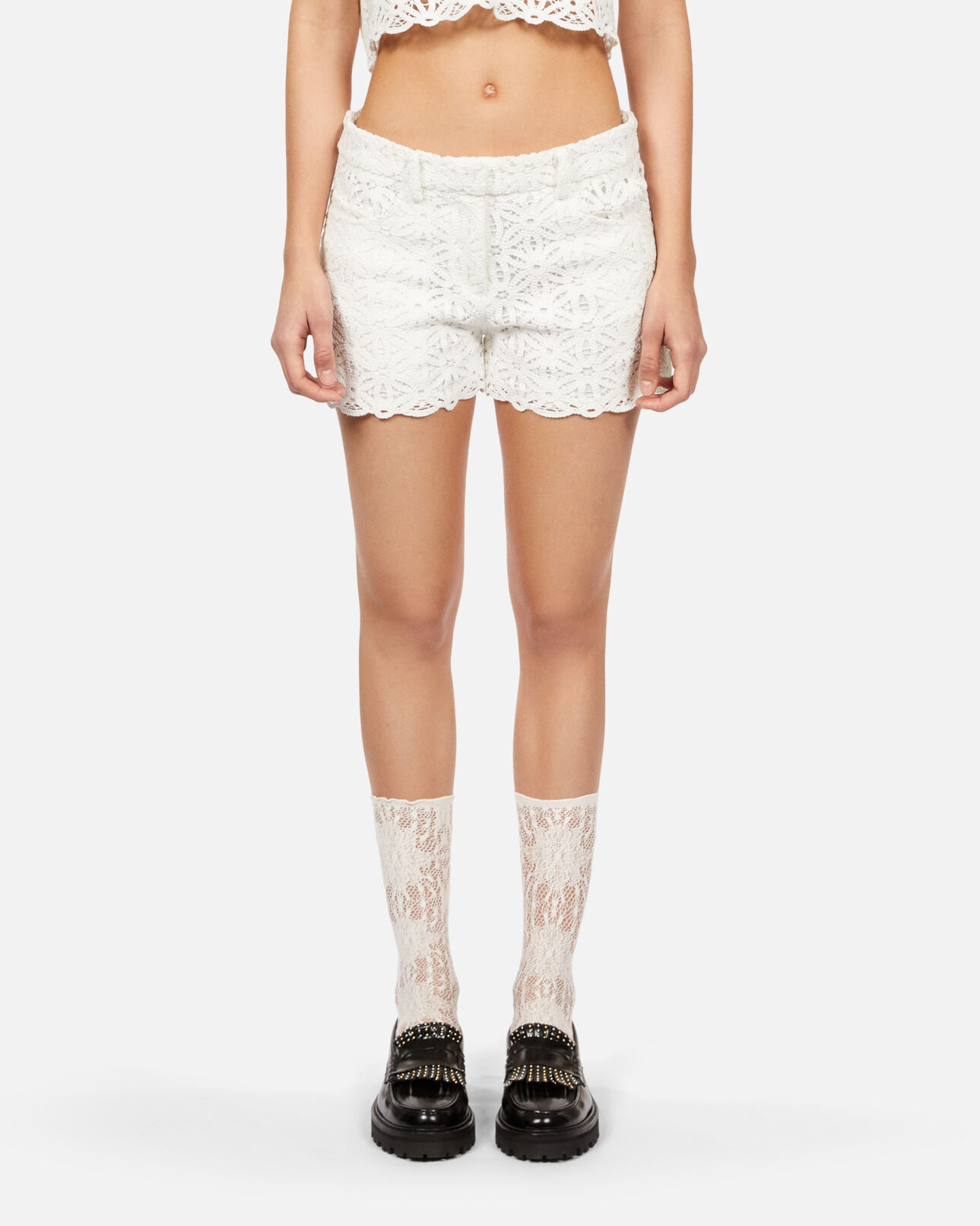 The Kooples FEMME WHITE short en guipure blanc