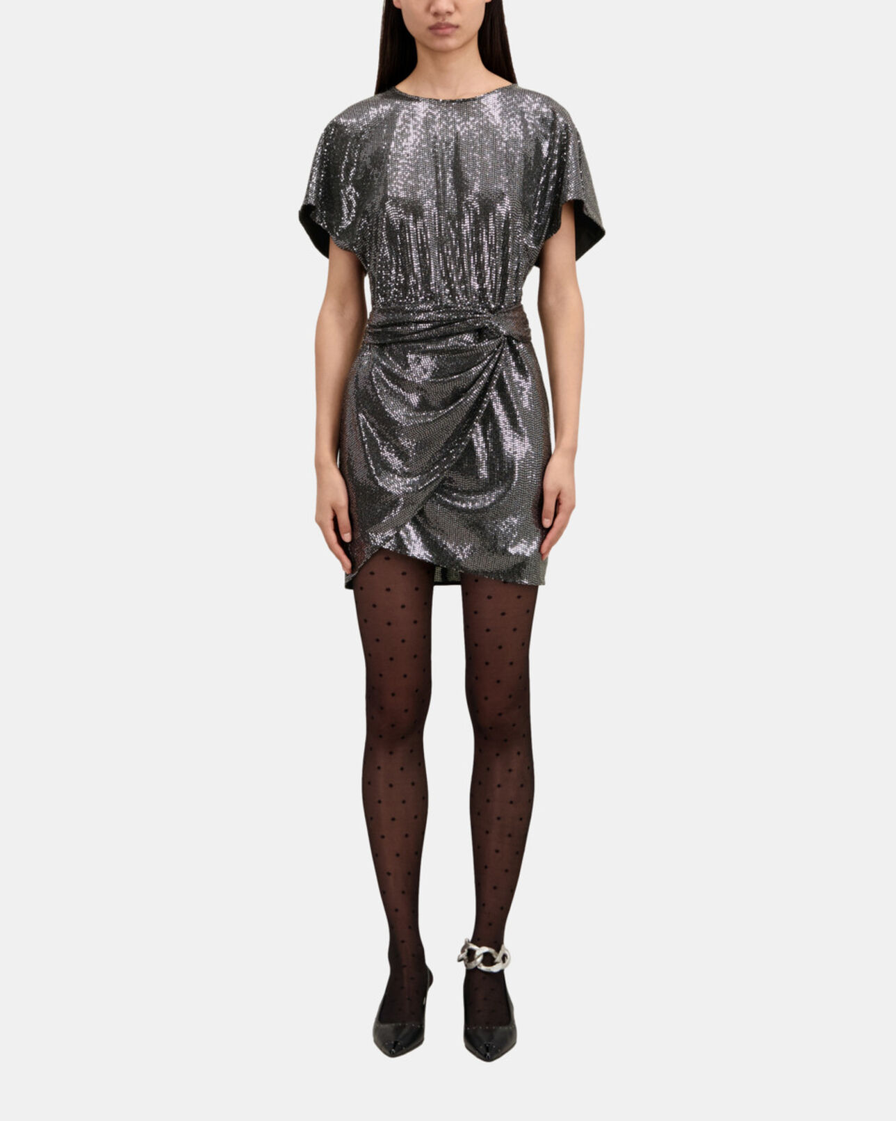 The Kooples DAMEN SILVER kurzes kleid mit metalliceffekt