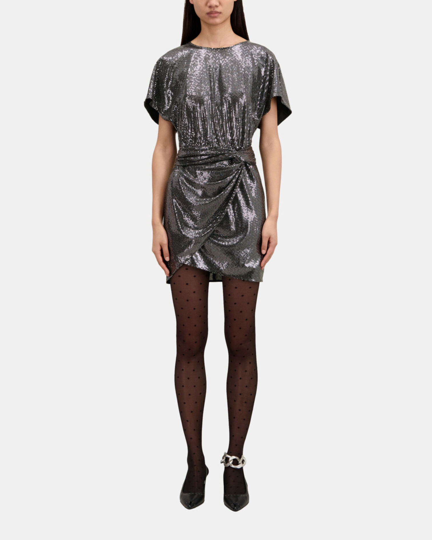 Kurzes Kleid mit Metalliceffekt, SILVER, hi-res image number null