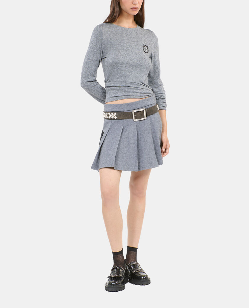 The Kooples FEMME GREY MELANGE t-shirt manches longues imprim&eacute;