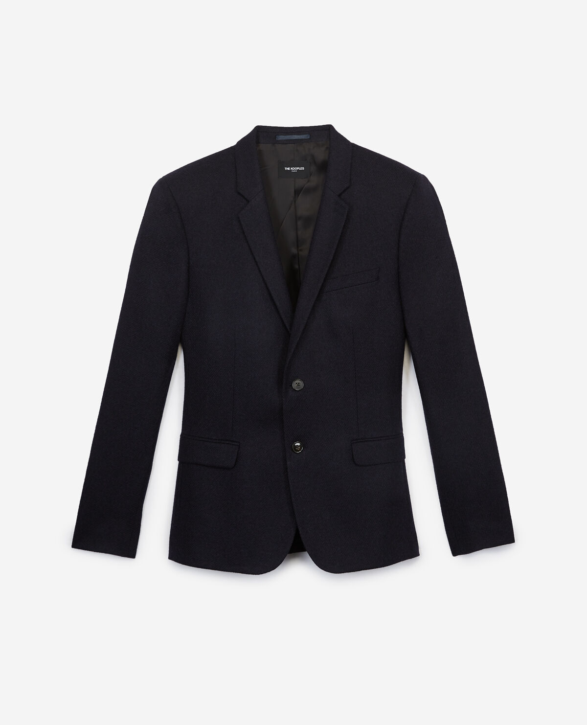 Black wool jacket with leather elbow patches The Kooples