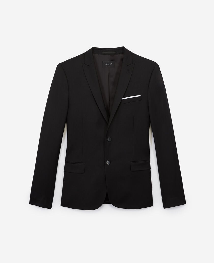 The Kooples H BLACK black wool suit fitted jacket