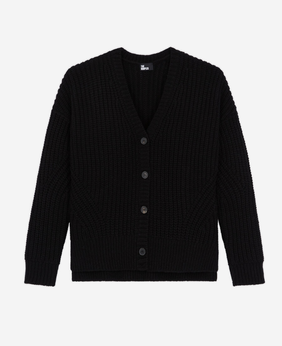 black wool cardigan