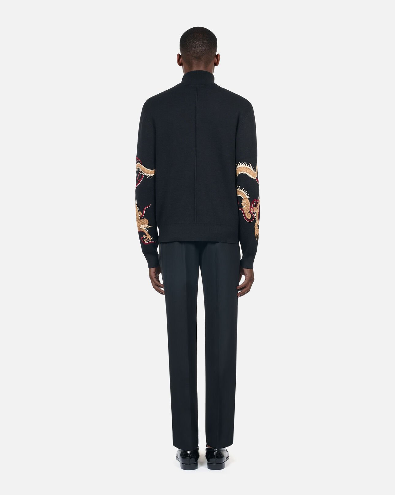The Kooples HOMME BLACK cardigan en laine mélangée avec broderies