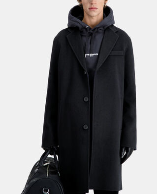 The Kooples HERREN BLACK NAVY langer schwarzer mantel aus wolle