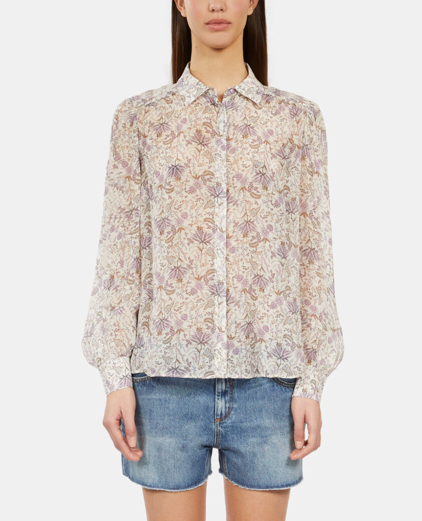 The Kooples FEMME ECRU/MAUVE CHALK chemise fleurie