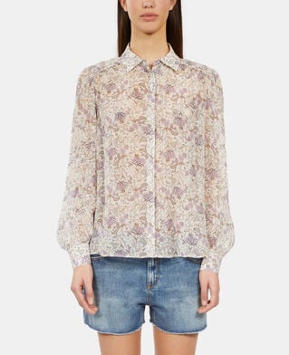 The Kooples FEMME ECRU/MAUVE CHALK chemise fleurie