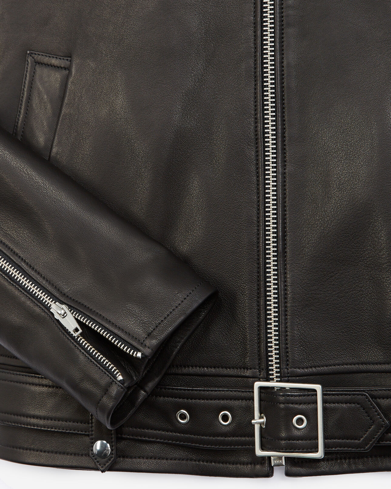 The Kooples HERREN BLACK schwarze lederjacke mit lammfellkragen