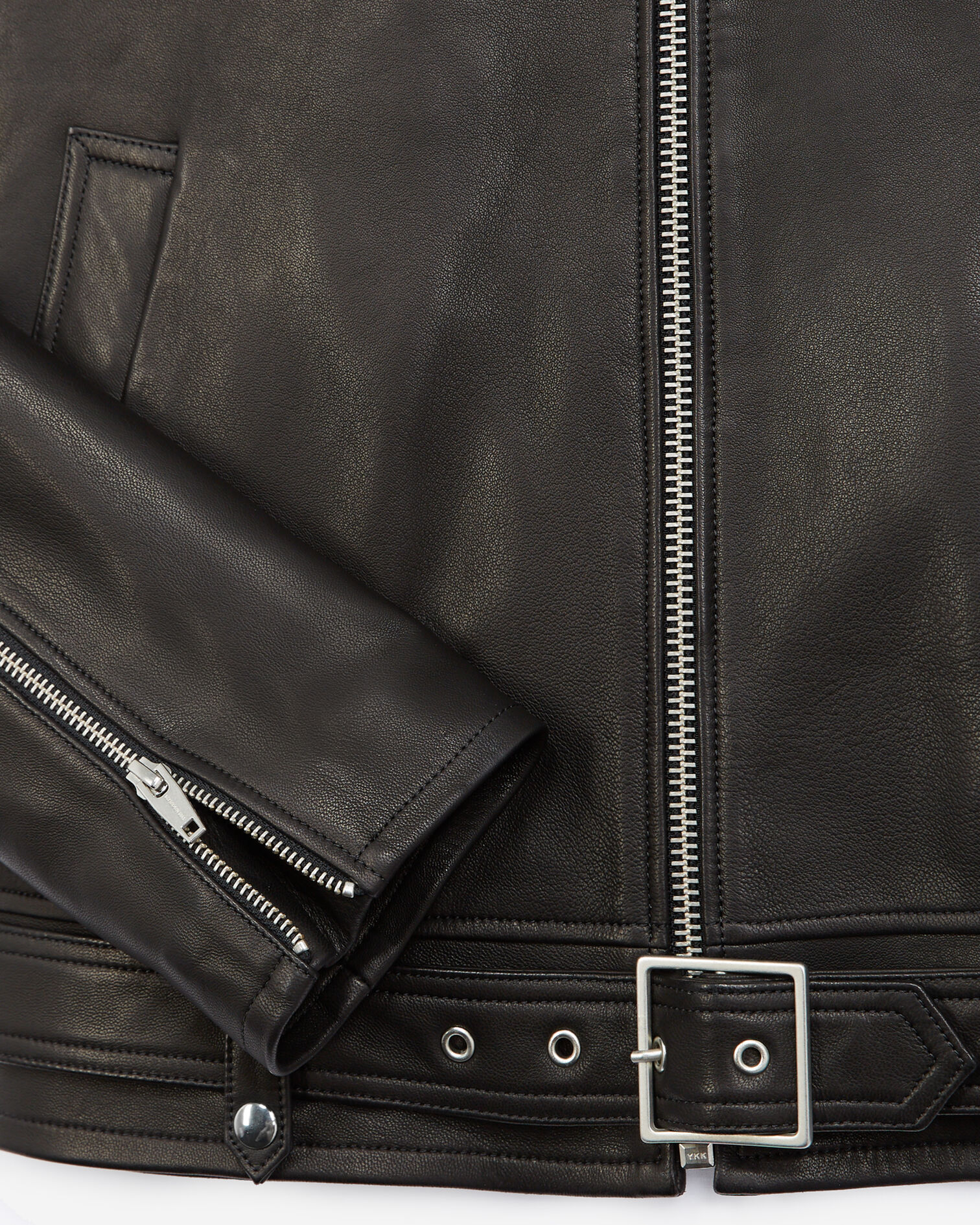 Black leather jacket with sheepskin collar, BLACK, hi-res image number null