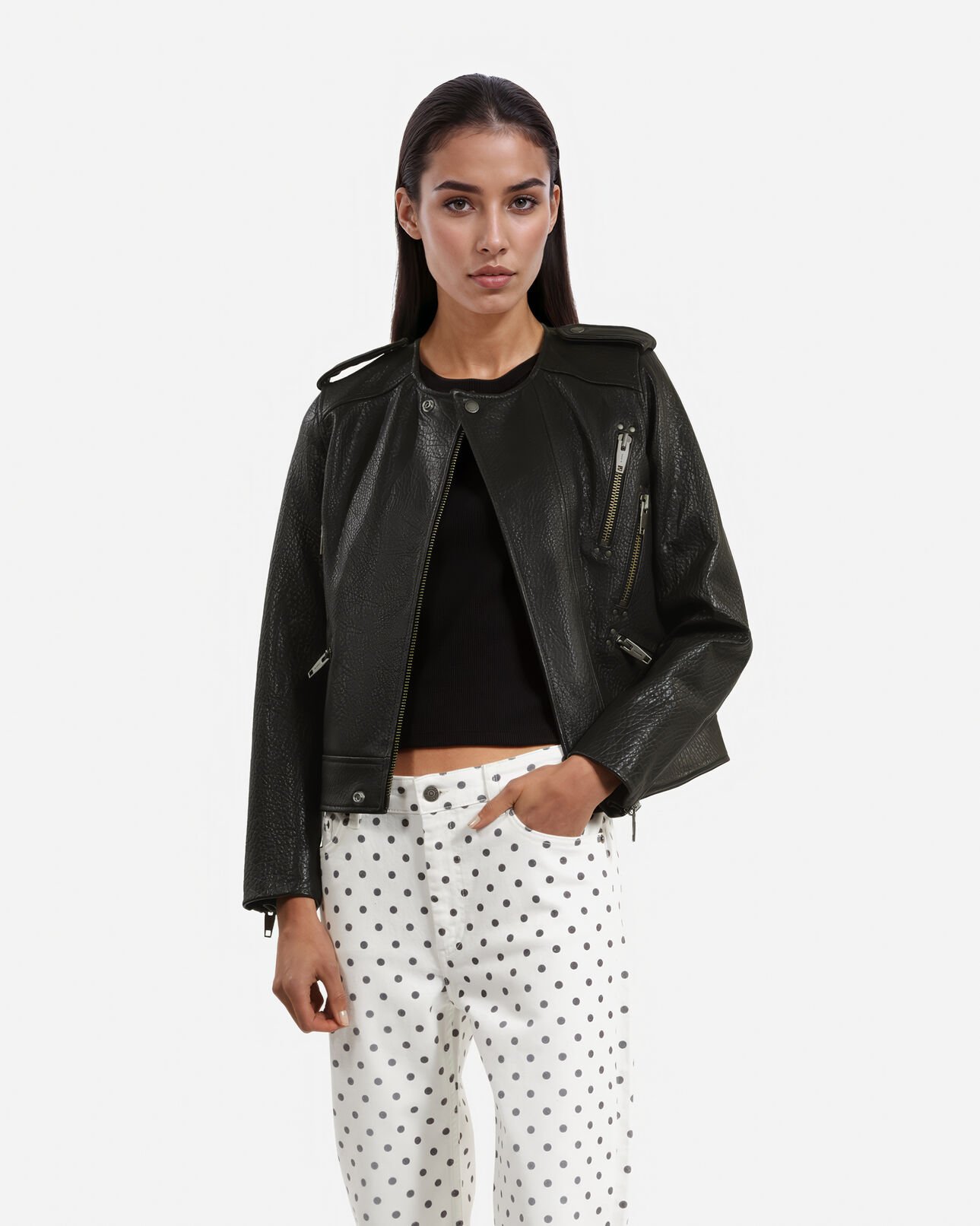 The Kooples MUJER BLACK chaqueta piel negra