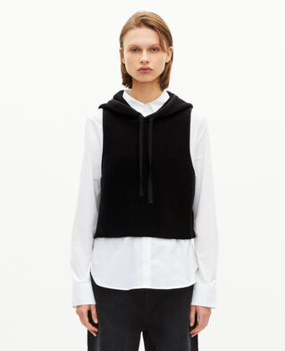 The Kooples F BLACK sleeveless sweater in black wool and cotton