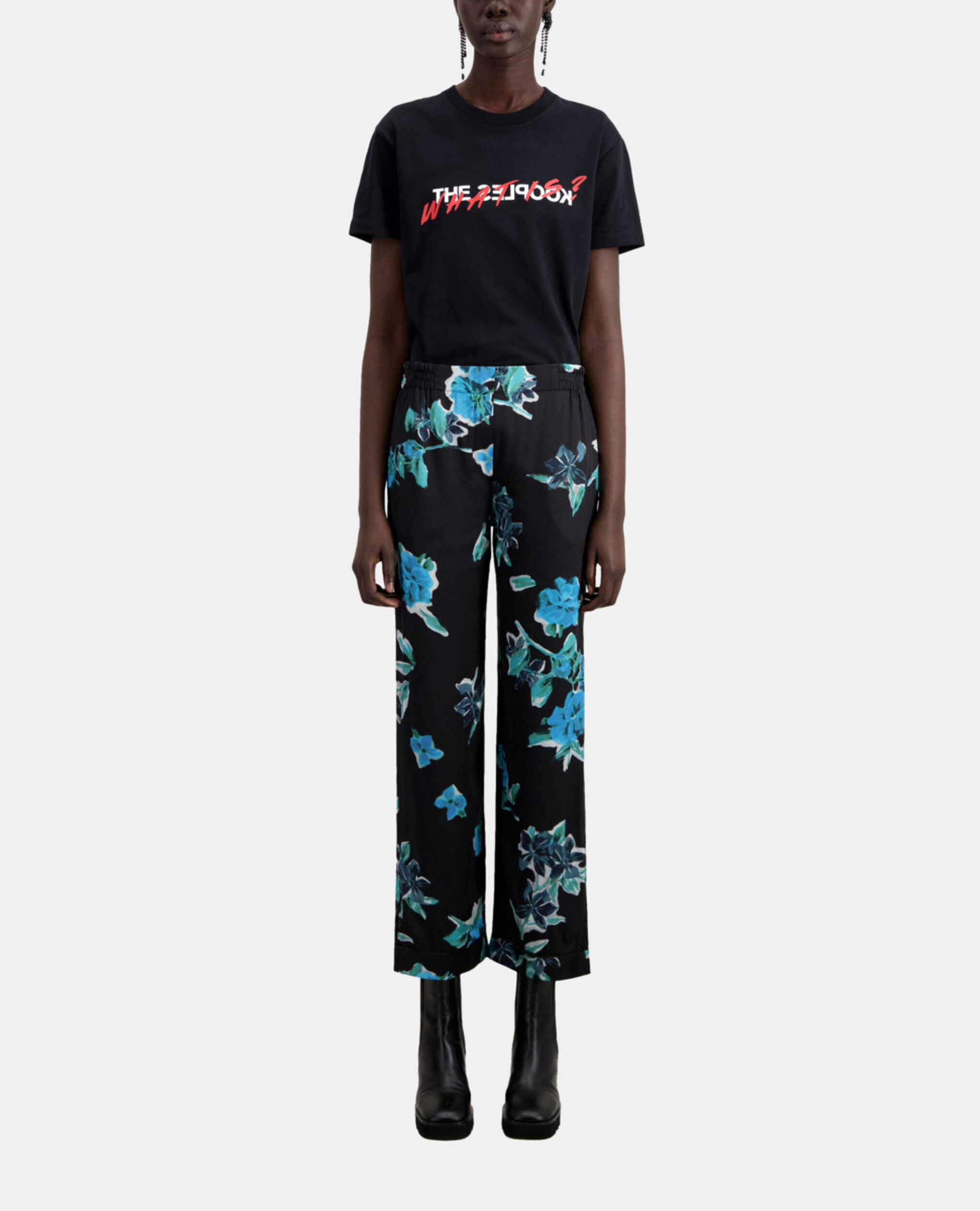 Pantalon imprimé, BLACK BLUE, hi-res image number null