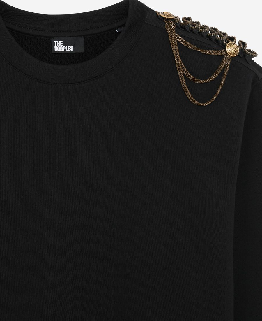 The Kooples FEMME BLACK WASHED sweatshirt avec chaînes noirs