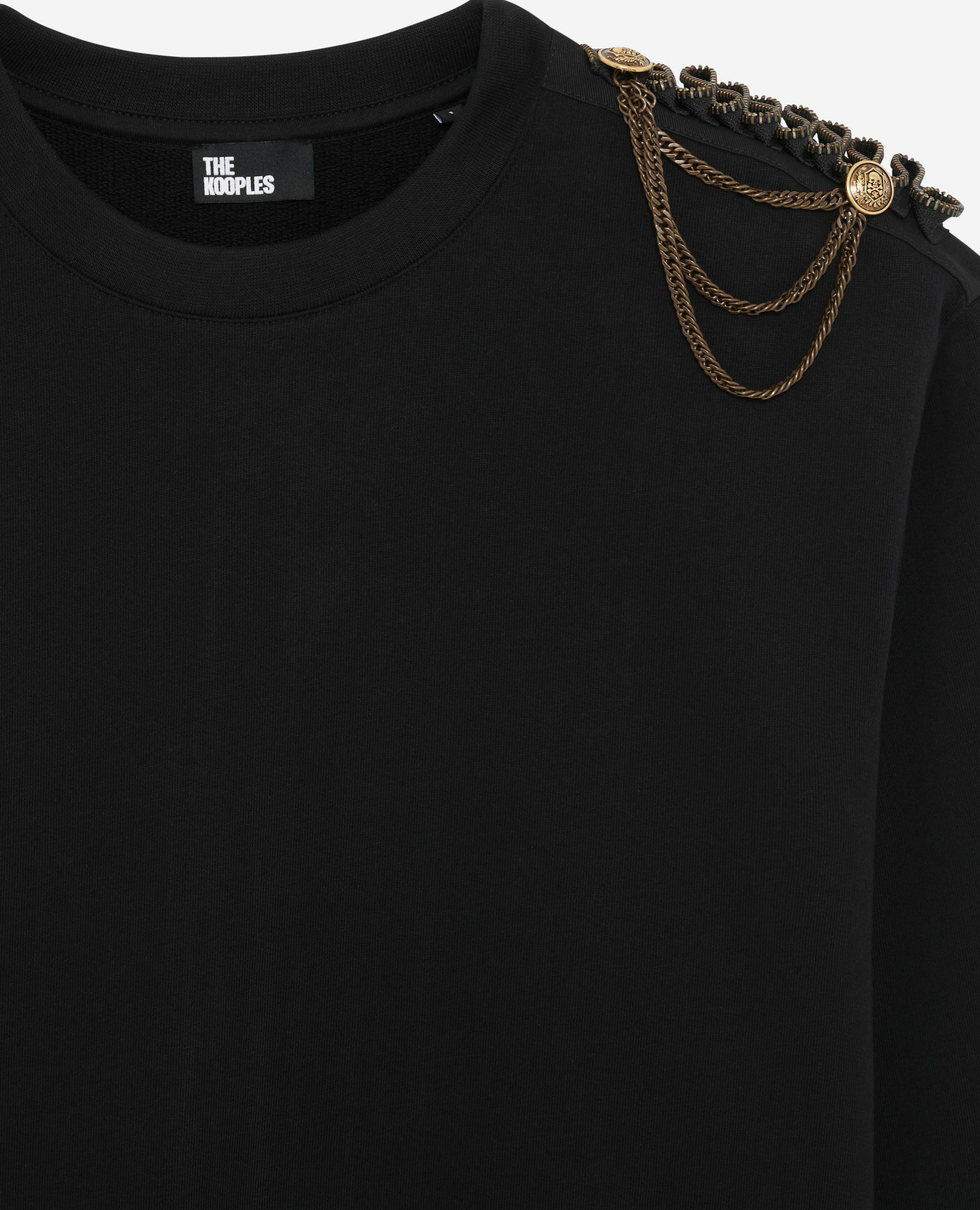 Sweatshirt avec chaînes noirs, BLACK WASHED, hi-res image number null