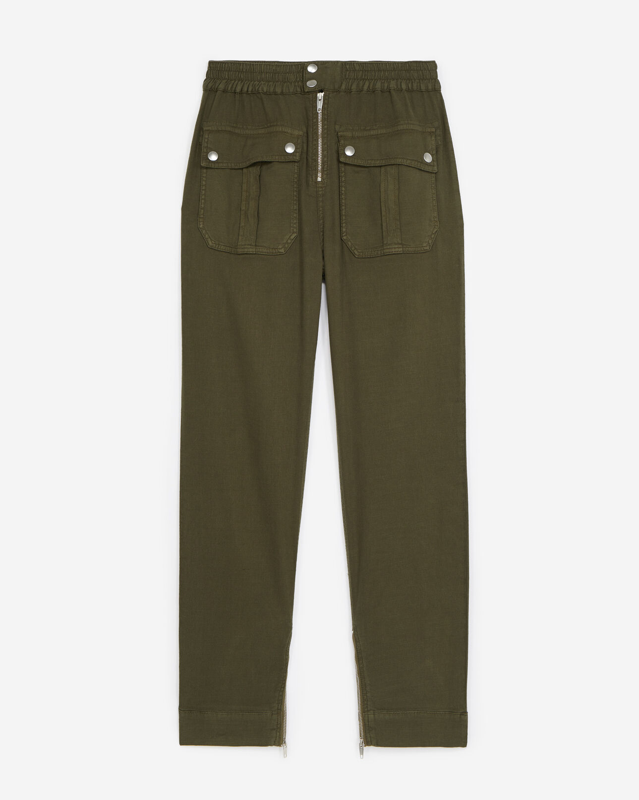 The Kooples WOMEN KAKI high-waisted khaki pants in linen